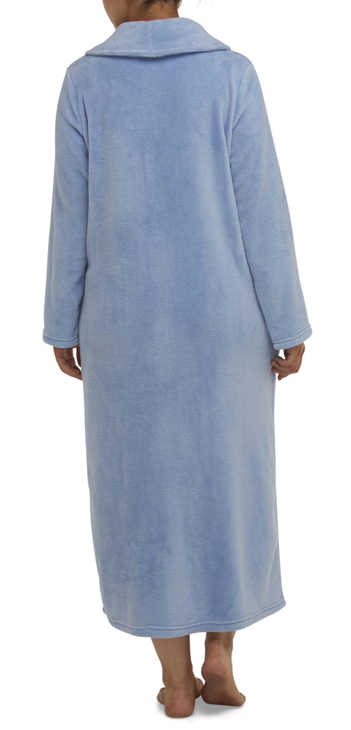 Yuu:  Full Button Front Polyester Fleece Dressing Gown