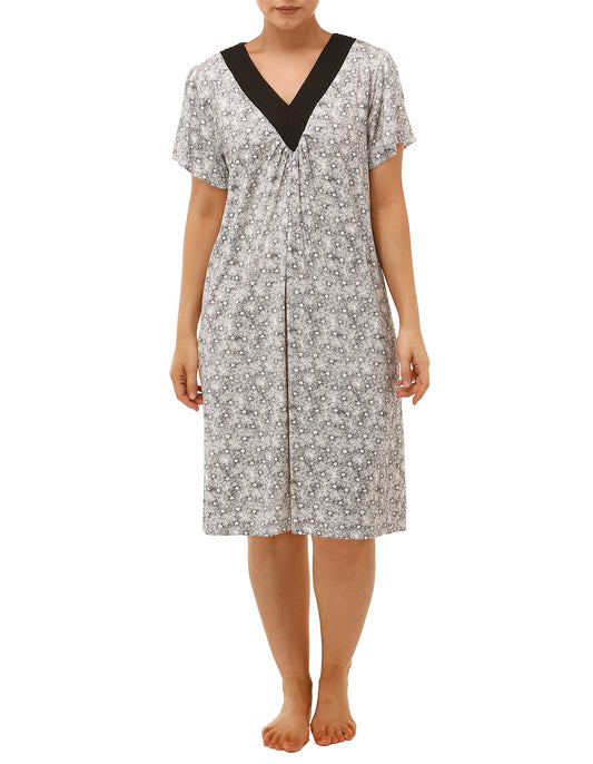 Yuu: 'Poppy' Mid Length V Neck Nightie Sleep Dress