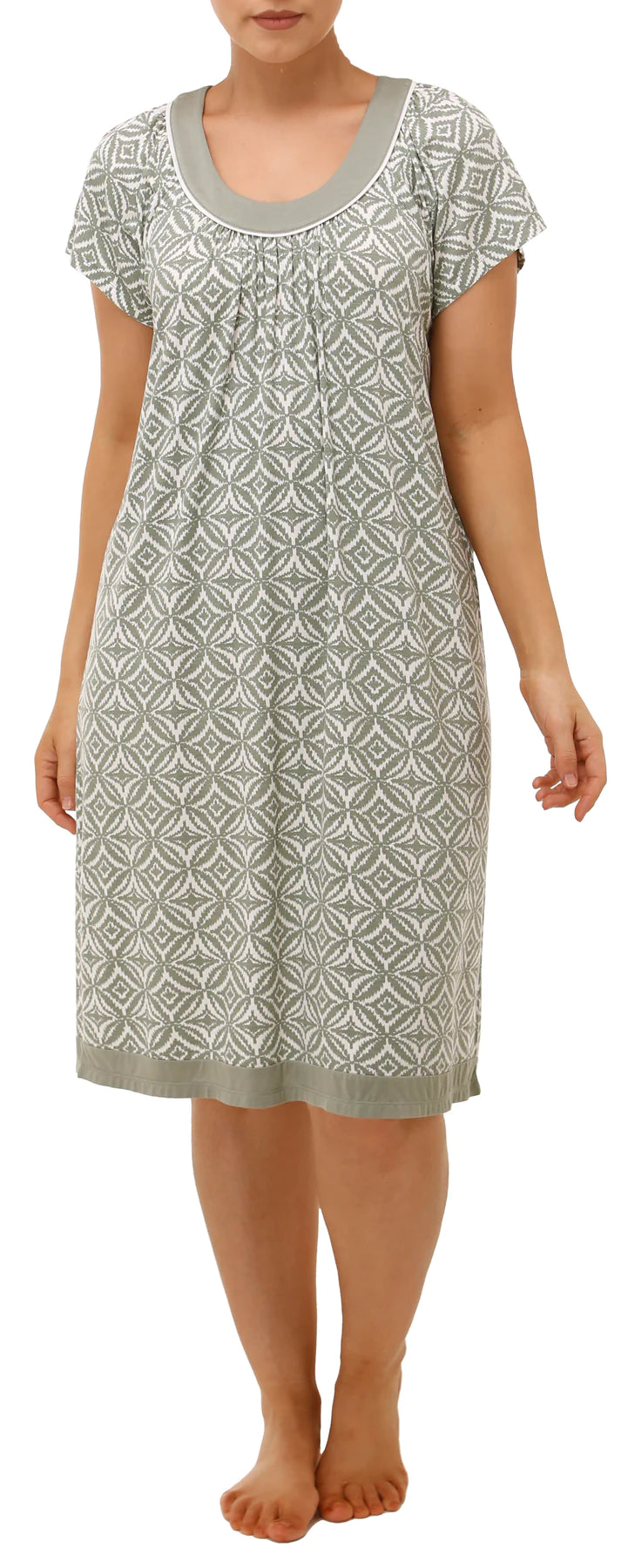 Yuu:  'Aztec' Short Sleeve Mid Length Nightie Sleep Dress