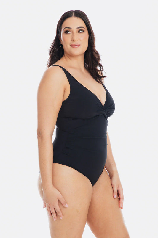 TOGS Black Microfibre  V Neck Twist 1PC