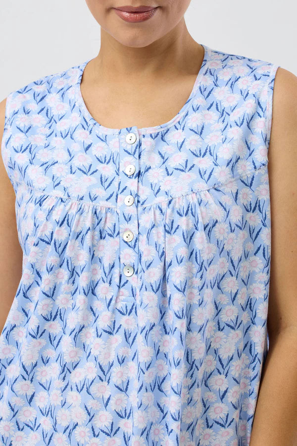 SCHRANK Daisies White Cotton Sleeveless Nightie