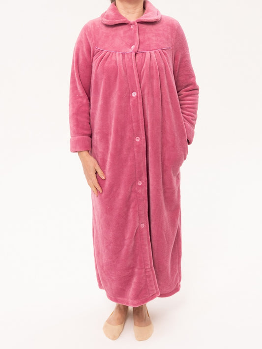 Givoni: Long Length Luxury Polar Button Front Dressing Gown NAVY