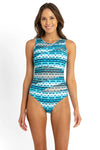 Sunseeker: Cross Bow Spliced One Piece Bather Jasmine