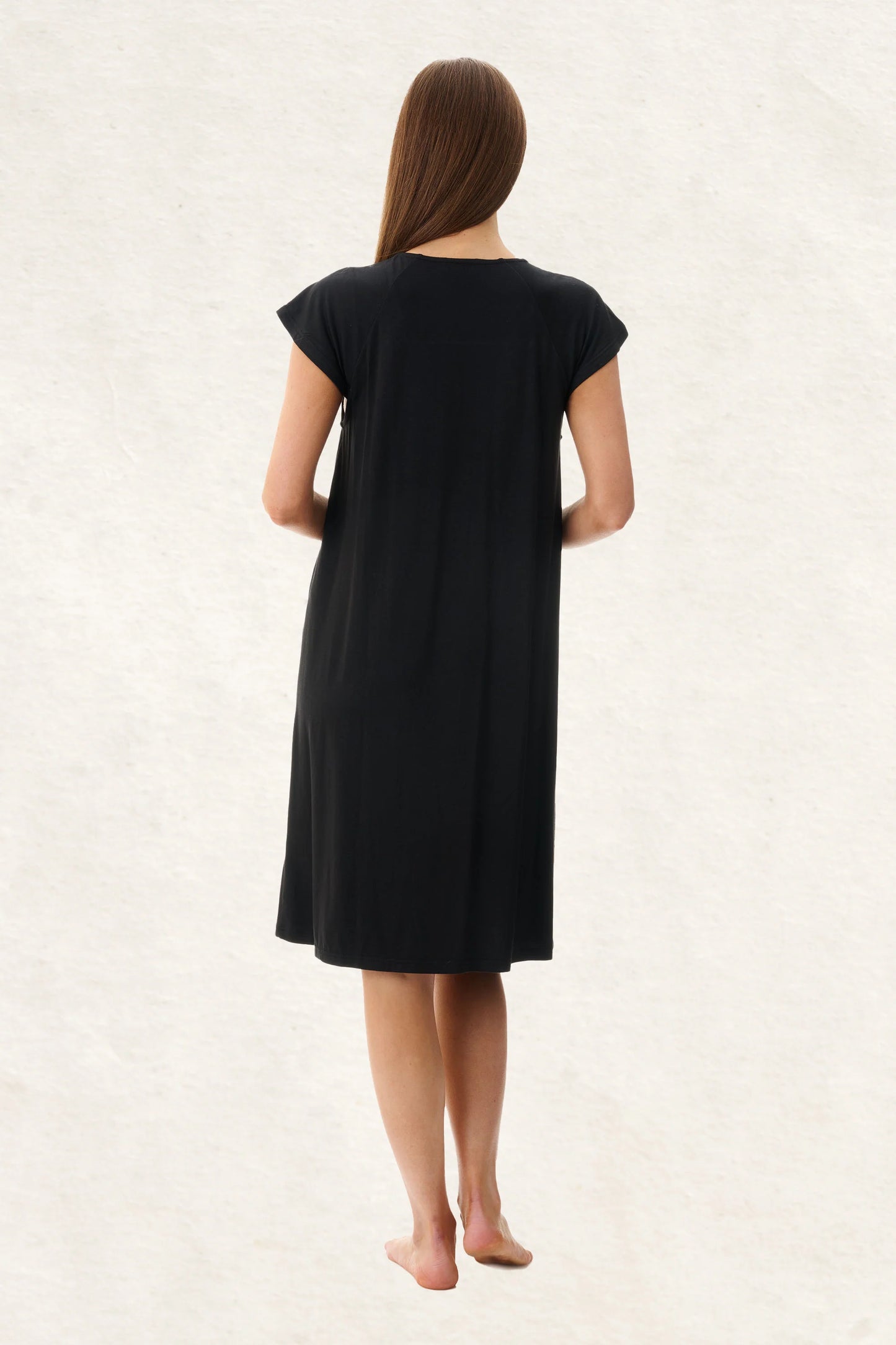 GIVONI Navy Short Sleeve Short Nightie with Lace