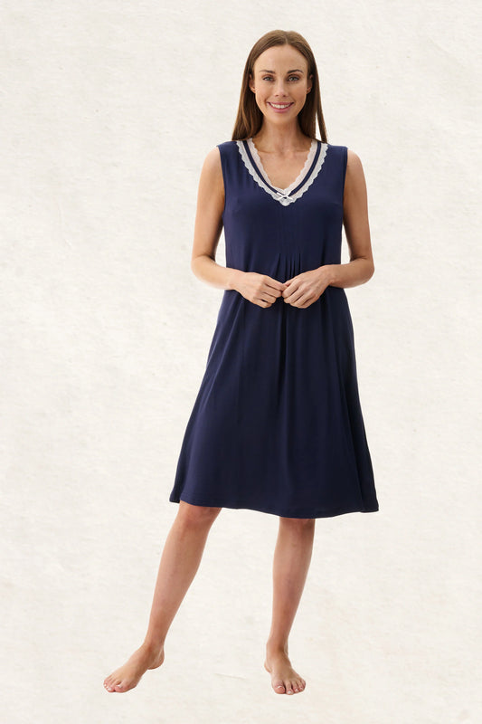 GIVONI Navy Short Sleeveless Short Nightie