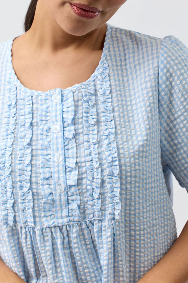 SCHRANK Seersucker Check Short Sleeve Nightie