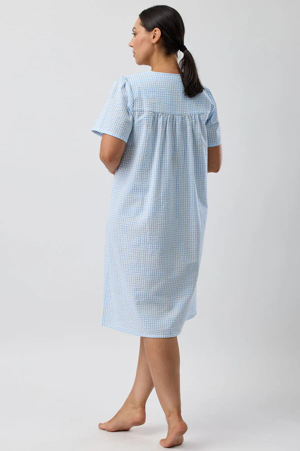 SCHRANK Seersucker Check Short Sleeve Nightie