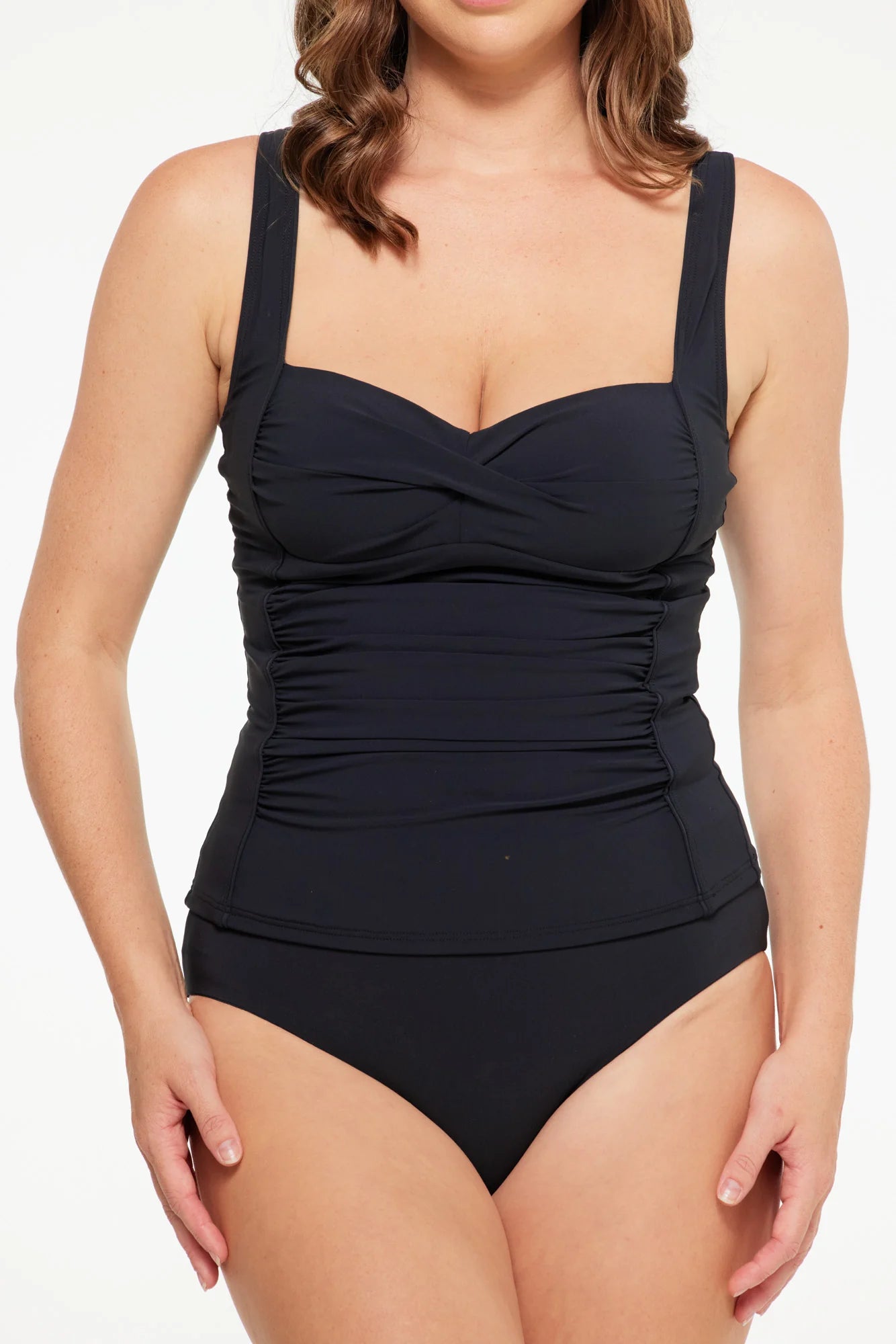 TOGS Black Microfibre Tankini Ruched 1PC
