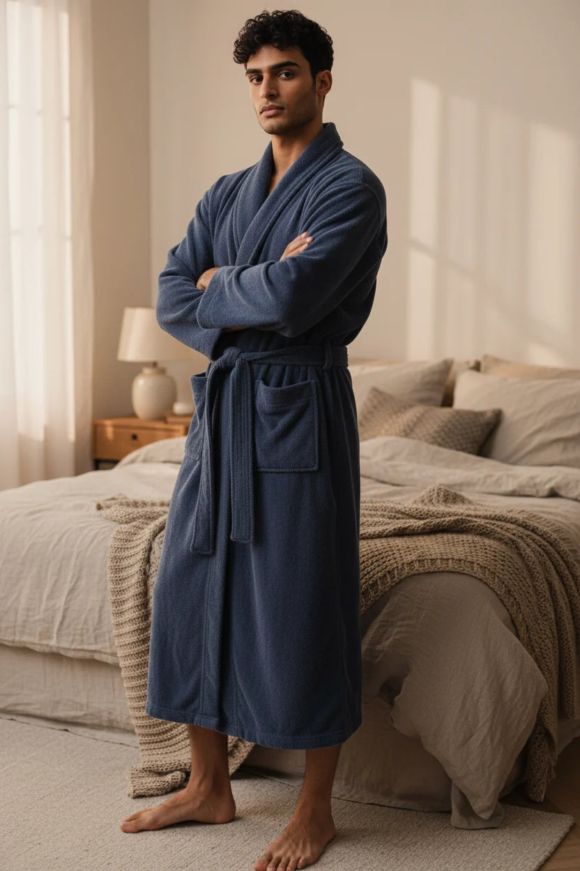 GIVONI - Towelling Mid Length Wrap Gown
